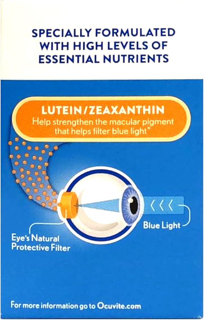 Bausch + Lomb Ocuvite Blue Light Eye Health – Mini Soft Gels with 25 mg Lutein + 5 mg Zeaxanthin – Eye Defense for Screen Time, Gamers, & Digital Device Users, 30 ct (Pack of 4)