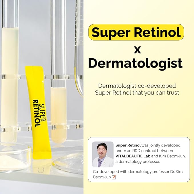 VITALBEAUTIE Super Retinol - Ingestible Liposomal Retinol & Vitamin C 1000mg Powder - Vegan K-Beauty Skin Supplement for Radiant Glass Skin & Tone, Dark Spot Care, 30 Packets
