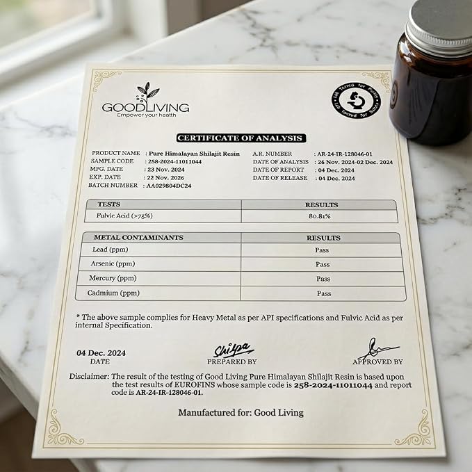 GoodLiving Himalayan Shilajit Resin 30g, Lab Tested, 80% Fulvic Acid | Supports Energy, Focus & Stamina, 80% Fulvic Acid, 85+ Trace Minerals, Lab Tested