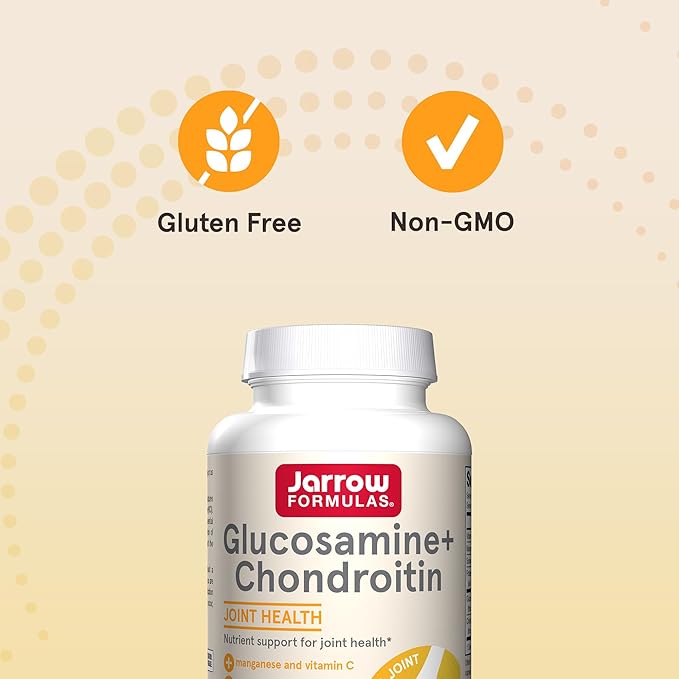 Jarrow Formulas Glucosamine + Chondroitin - 240 Capsules - Nutrient Support - Dietary Supplement for Joint Health - with Vitamin C & Manganese - 60 Servings