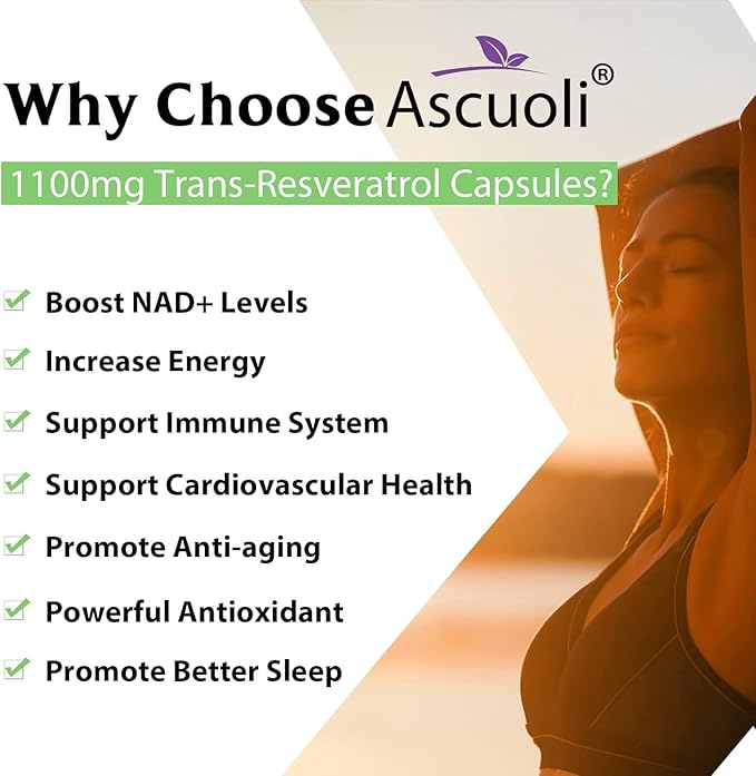 99% Ultra Purity Trans-Resveratrol 1100mg, 3-in-1 Advanced Formula Organic Resveratrol Supplement, Max Antioxidant, Anti-Aging, Skin Health, Cell Repair, Boost NAD+, Immune & Energy, 60 Caps