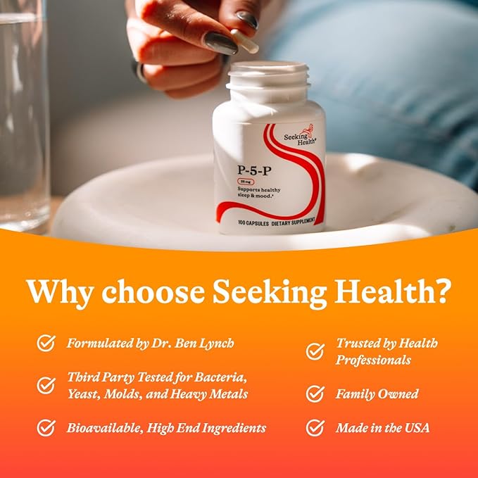 Seeking Health P-5-P (Pyridoxal 5-Phosphate) - Immune Health & Homocysteine Metabolism Support - Support Energy Production with Bioavailable Vitamin B6-25, 100 Capsules