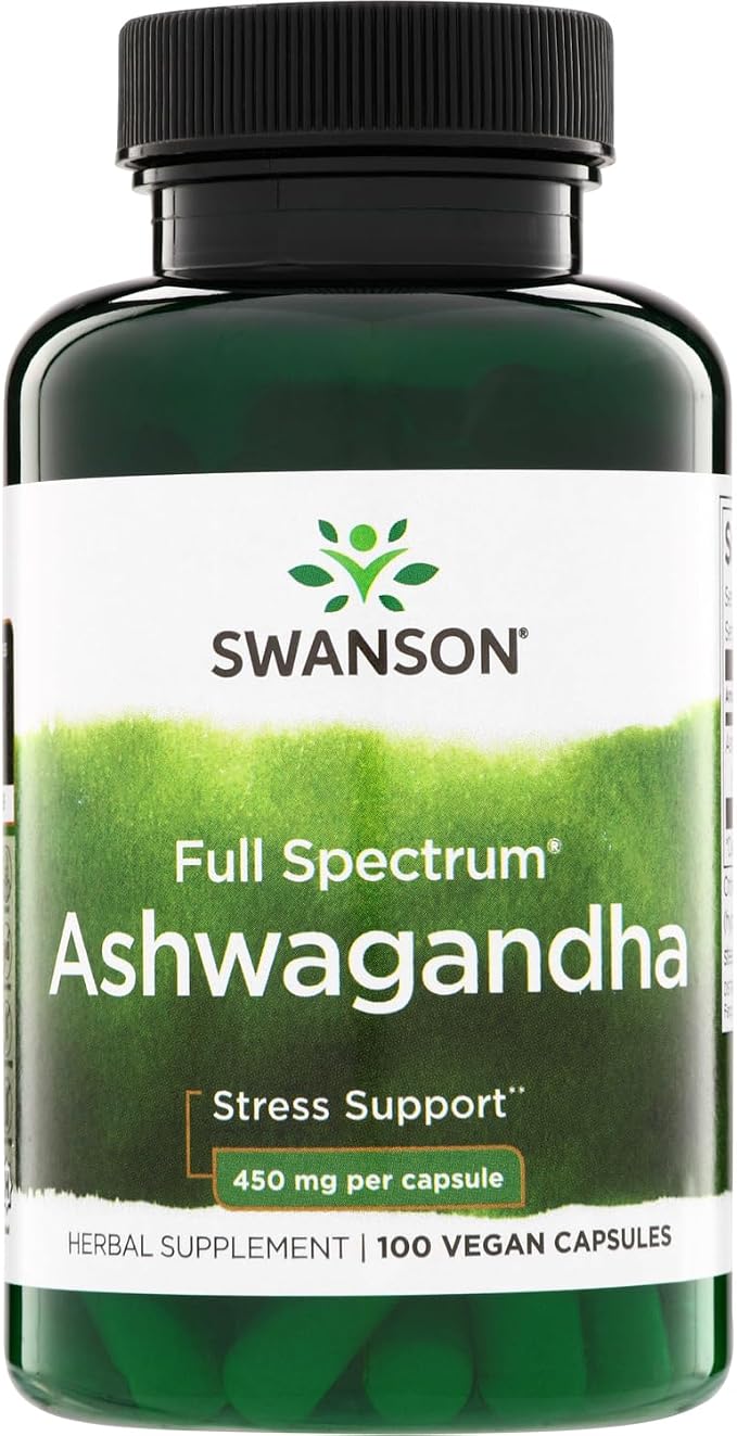 Swanson Full Spectrum Ashwagandha - Natural Stress, Energy, Sleep & Immune Support* - Traditional Ayurvedic Supplement - Gluten-Free & Non-GMO - 100 Vegan Capsules