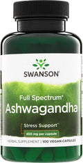 Swanson Full Spectrum Ashwagandha - Natural Stress, Energy, Sleep & Immune Support* - Traditional Ayurvedic Supplement - Gluten-Free & Non-GMO - 100 Vegan Capsules