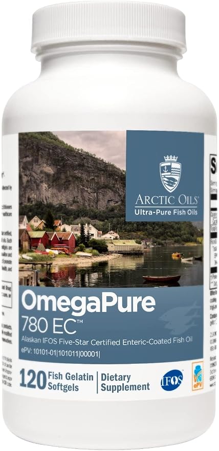 XYMOGEN OmegaPure 780 EC - Cardiovascular & Brain Support - IFOS Five-Star Certified Fish Oil - DHA EPA Omega-3 Supplement - Enteric Coated Softgels - 120 Softgel Tablets