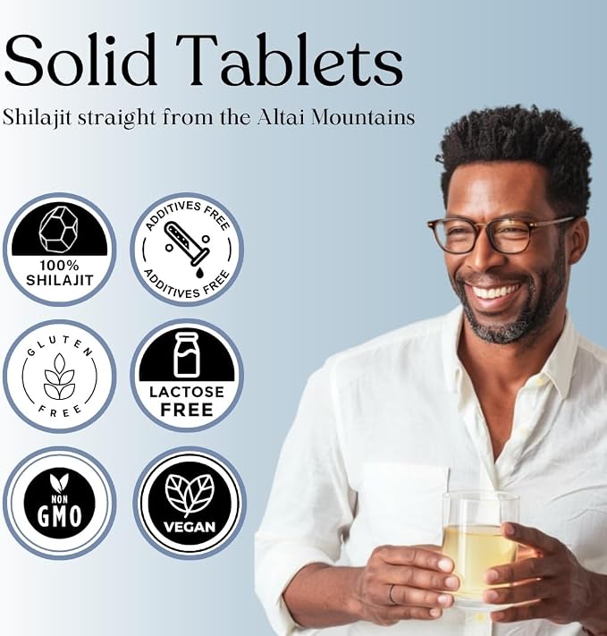 Pure Himalayan Shilajit Dry Drops (90 Tablets, 200mg Each) Maximum Potency Pure Shilajit for Men with 85+ Trace Minerals & Fulvic Acid for Metabolism, Energy & Immune Support