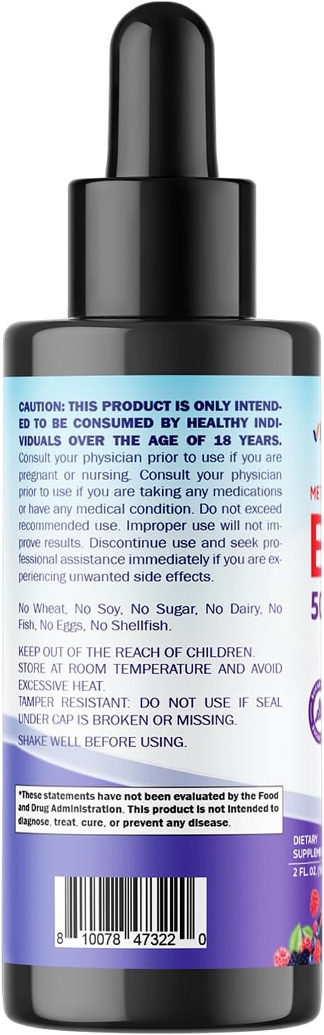 Vitamatic 2 Packs Fast Acting Liquid Vitamin B12 5000 mcg (Methylcobalamin) - Natural Berry Flavor - Sublingual Supplement - Faster Absorption - 2 OZ