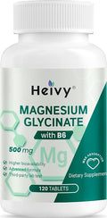Heivy Pure Magnesium Glycinate 500mg, 100% Chelated & Purified Supports Nerve Relife, Sleep Aid & Muscle Support, Vegan & Non-GMO, Made in USA, 3rd Party Tested, 120 Tablets
