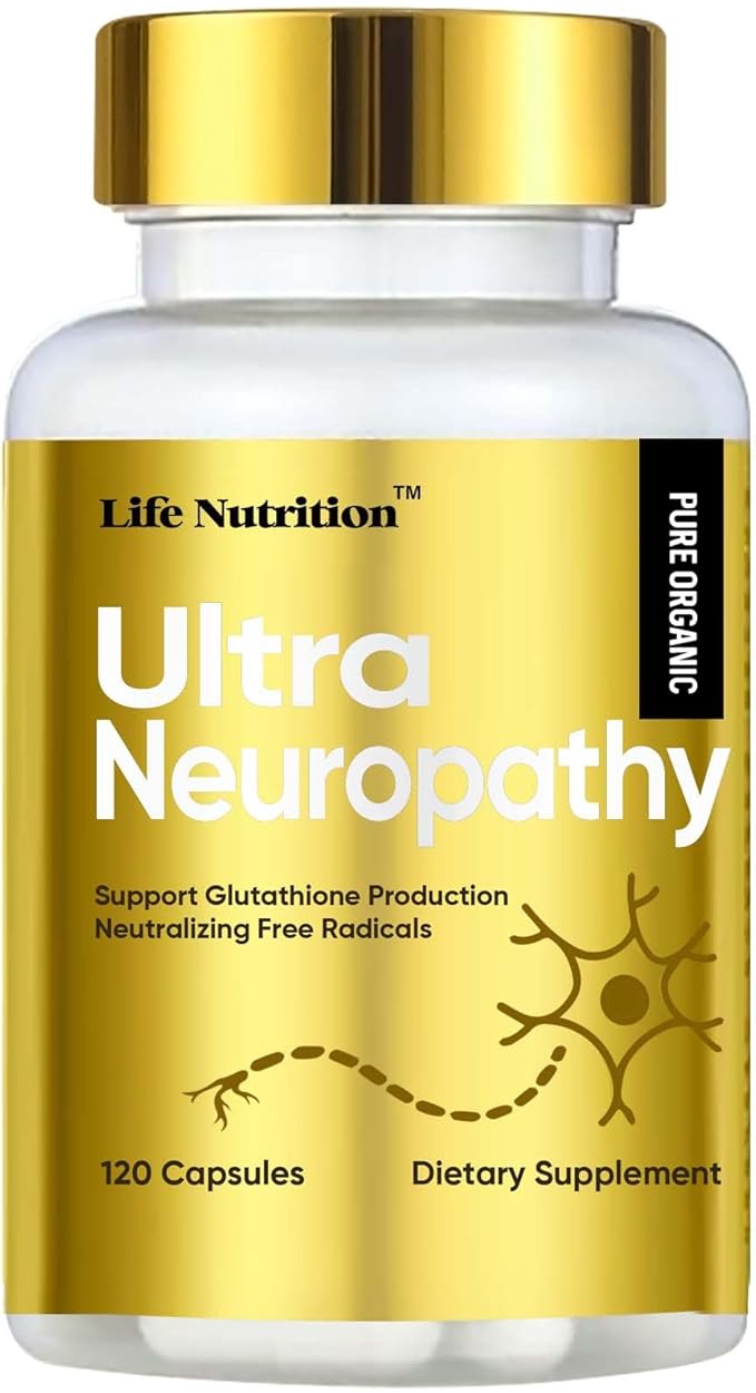Life Nutrition Neuropathy Support Supplement - 600mg Alpha Lipoic Acid (ALA) & 10 Nerve Soothing Ingredients - Advanced Nerve Relief Formula for Hands, Fingers, Toes & Feet - 120 Capsules