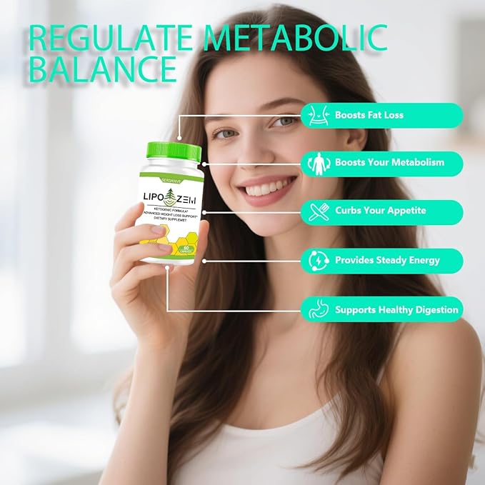 Lipo-Zemn BHB Advanced Formula, Natural Ingredients, Wellness Capsules Support for Wei, GHT Management & Gut Comfort, with Magnesium, Calcium, Sodium BHB | Non-GMO, Gluten-Free, Keto, 60 Capsules (1)