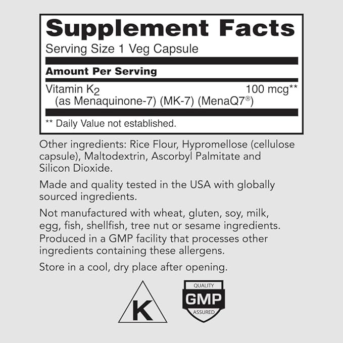 PureFormulas Vitamin K2 MK7 (Menaquinone-7)| High Potency 90mcg | 60 Vegetarian Capsules | Bone & Cardiovascular Support | Soy-Free, Non-GMO, 60 Day Supply