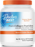 Doctor's BEST Pure Collagen Peptides w/Hyaluronic Acid - Collagen Powder Supplement for Women & Men, Unflavored, 18 g Protein & 90 mg Vitamin C per Serving, Supports Healthy Skin & Hair - 14.8 oz
