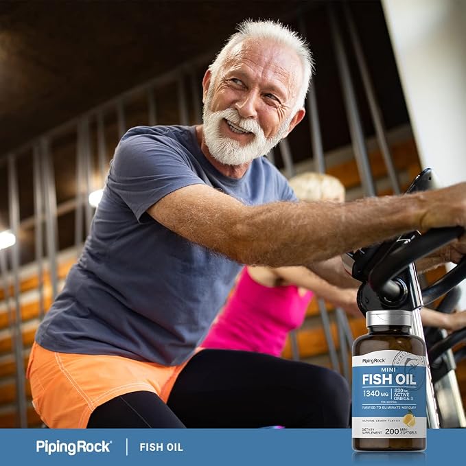 Piping Rock Mini Fish Oil 1340mg | 200 Softgels | Omega-3 Supplement for Men & Women | Lemon Flavor | Non-GMO and Gluten Free