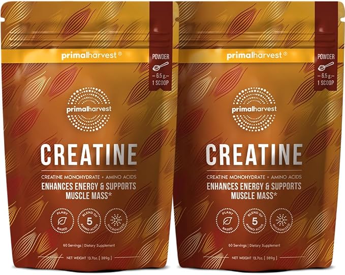 Primal Harvest Creatine Powder Supplement for Men and Women's Fitness, Workouts, and Muscle Growth, to Help Promote Recovery, Strength, Energy, and Endurance (2)