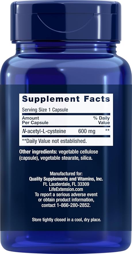 Life Extension N-Acetyl-L-Cysteine (NAC) 600mg, 150 Capsules (Pack of 2)