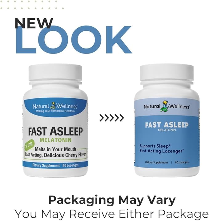 Natural Wellness Fast Asleep – Rapid-Acting Melatonin Lozenges for Restful Sleep, Relaxation & Jet Lag Relief –Fast-Dissolving Cherry Flavor Sleep Aid – Non-Habit Forming, Wake Refreshed – 90 Lozenges