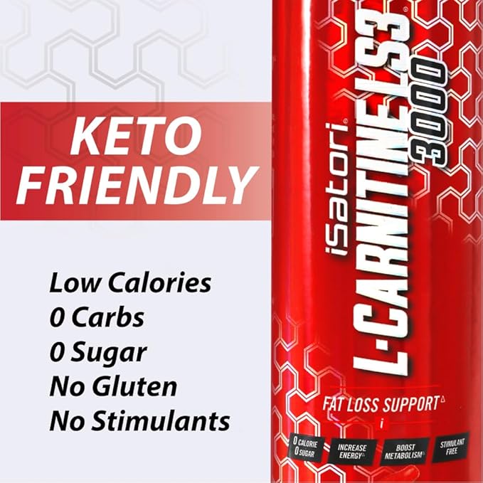 iSatori L-Carnitine LS3 3000, Liquid L-Carnitine with Acetyl L-Carnitine, L-Carnitine L-Tartrate, Stimulant Free Pre Workout, Low Calories, Sugar, Gluten, Keto-Friendly, Bombsicle Flavor (32 Servings)