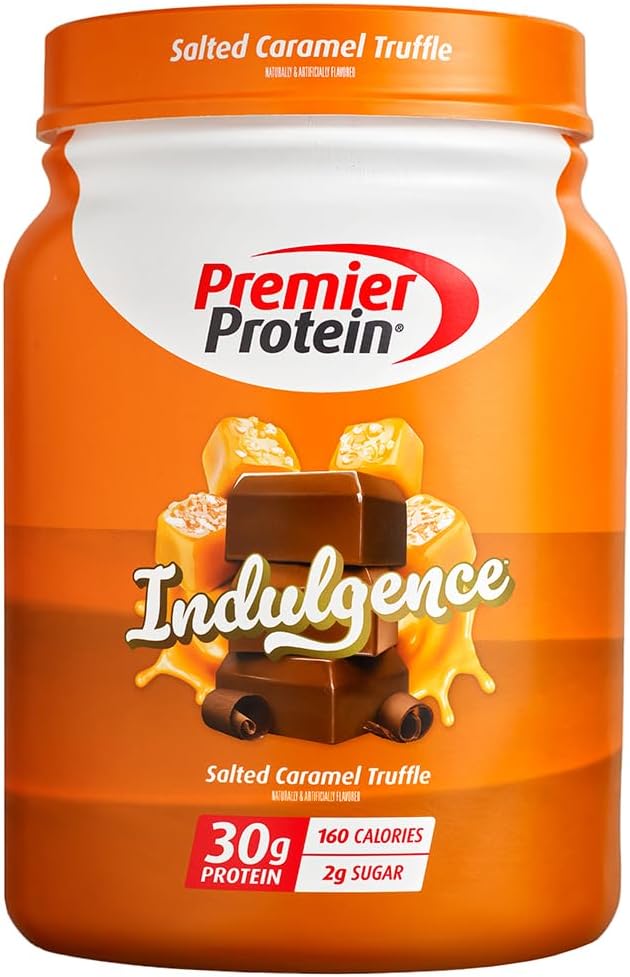 Premier Protein Powder Indulgence, Salted Caramel Truffle, 30g Protein, 160 Calories, 2g Sugar, Gluten Free (17 Servings)