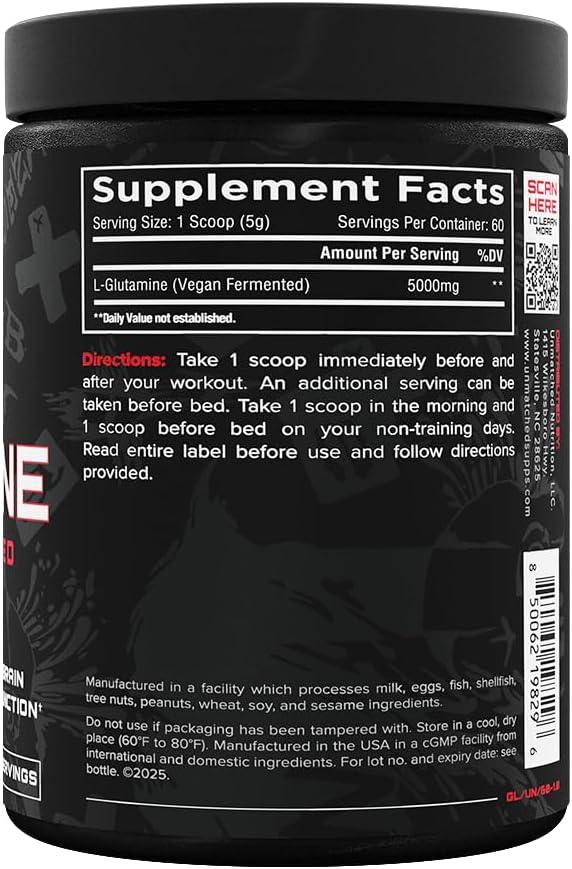 Unmatched Vegan Fermented Glutamine | Plant-Based Fermentation | High Purity, Allergen Free | Muscle Recovery, Gut & Immune Support | 60 Servings (Unflavored)