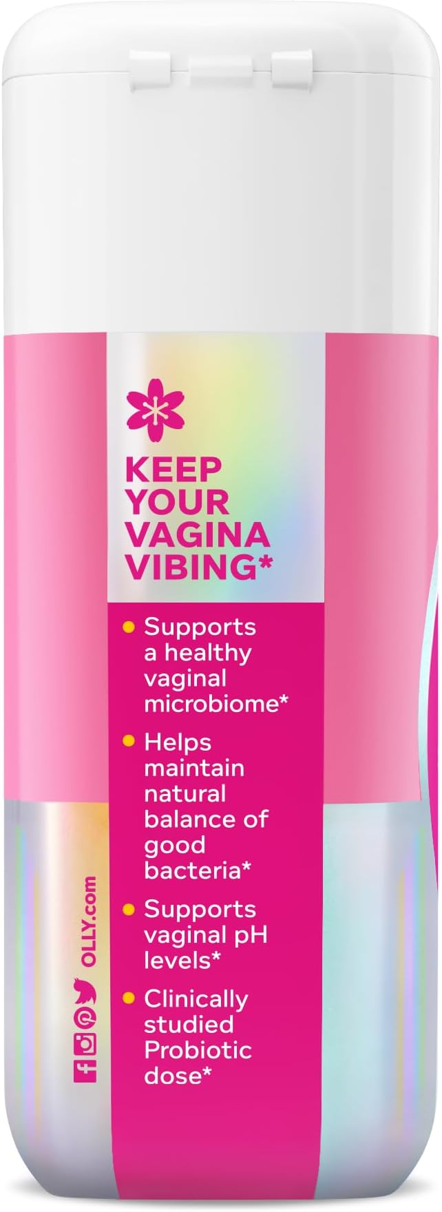 OLLY Happy Hoo-Ha Capsules, Probiotics for Women or People wth Vaginas, Vaginal Health and pH Balance,* 10 Billion CFU, Gluten Free - 25 Count