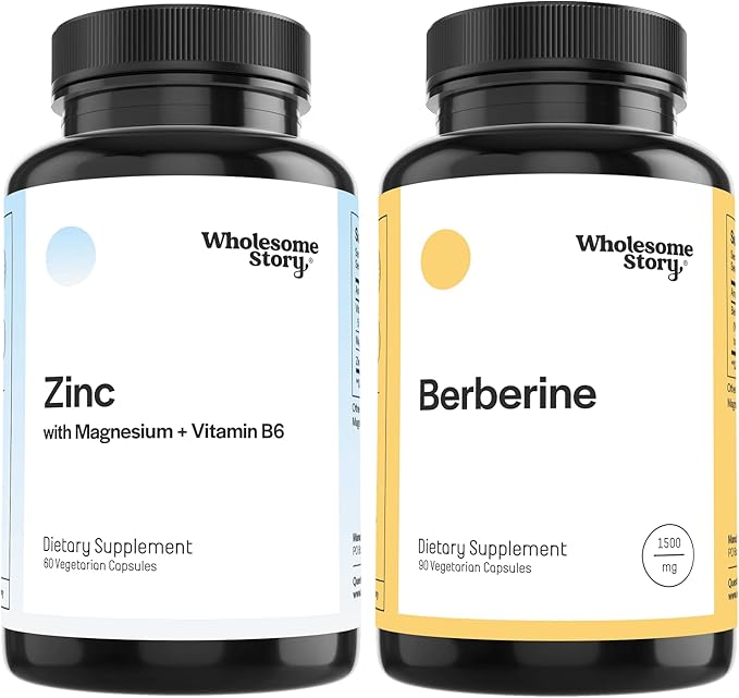 Zinc & Magnesium + Berberine | Zinc Picolinate Magnesium Glycinate Supplements with Vitamin B6 + Berberine 1500mg HCl Supplement | Reproductive Health, Hormone Balance & Immune Support | 30 Day Supply