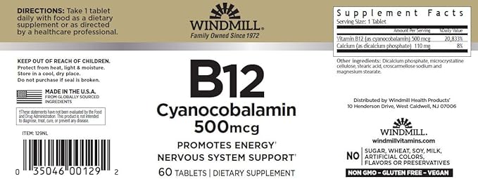 Vitamin B-12 TABS 500 MCG WMILL Size: 60