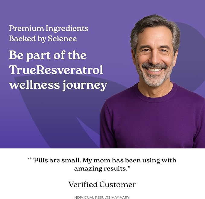 NatureCity TrueResveratrol – Resveratrol Supplement & Anti-Aging Support with 75mg Trans-Resveratrol (98% Pure Veri-te) for Heart, Immune, Bone & Cognitive Health | 60 Veggie Capsules