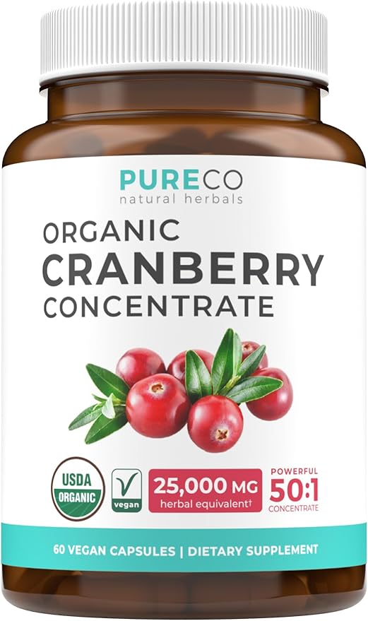 Organic Cranberry Pills - Vegan Supplement for Urinary Tract Health & Kidney Cleanse - Cranberry Pills for Women 500mg 50:1 Cranberry Concentrate Per Serving - Urinary Tract Support - 60 Capsules