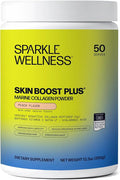 Sparkle Wellness Marine-derived VERISOL Bioactive Hydrolyzed Collagen Peptides | Collagen Powder Supplement with Vitamin C & Hyaluronic Acid | Marine Skin Boost Plus (Peach) [50-Serves]