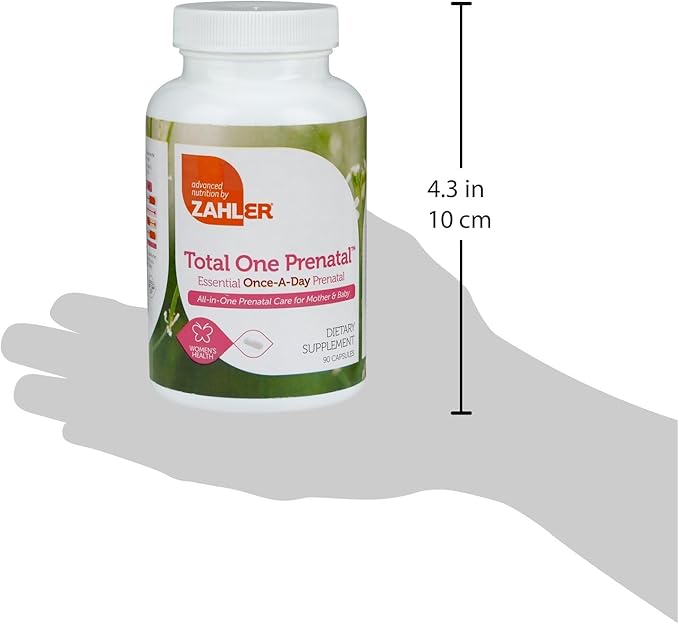 Zahler - Total One Prenatal Vitamins for Women (90 Count) Daily Multi Vitamin Prenatals with Folic Acid, Iron, Zinc & 19 Other Essential Vitamins & Minerals - Kosher Pre Natal Multivitamin Capsules