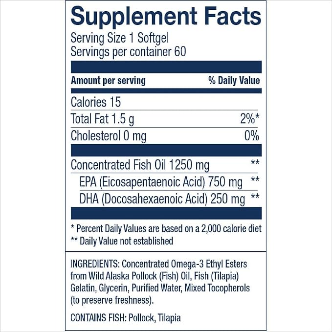 Wiley's Finest Wild Alaskan Fish Oil Peak EPA - Triple Strength Peak EPA & DHA Supplement - 1000mg Fish Oil - Omega-3s for Joint Health Support - 60 Softgels (60 Servings)