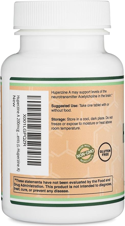 Huperzine A 200mcg (Third Party Tested) 120 Tablets, Brain Supplement to Promote Acetylcholine (Acetylcholinesterase Inhibitor) - Supports Memory and Focus by Double Wood