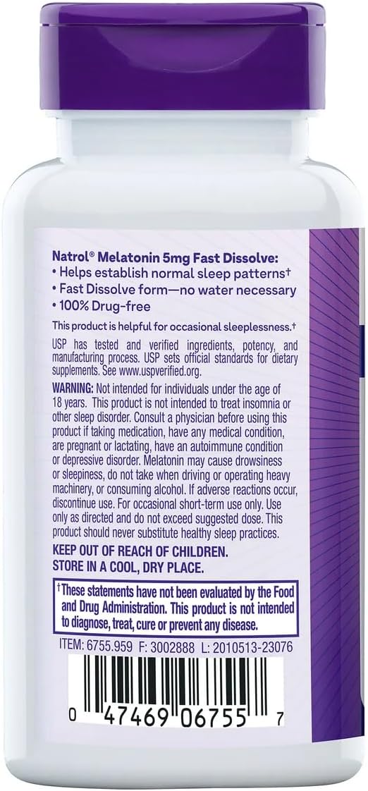 Natrol Melatonin 5 Mg, 250 Fast Dissolve Tablets Strawberry Flavor