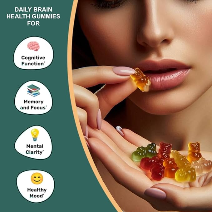 Lion's Mane Mushroom Gummies, 5400mg per Serving*, Brain Health Supplements for Adults, Cognitive Focus Memory Supplement, 60 Count, Superfood Organic Gummies