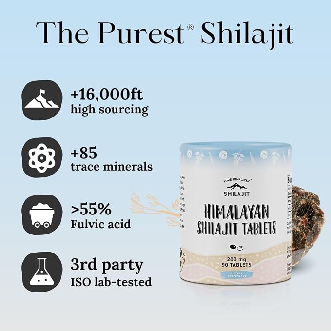 Pure Himalayan Shilajit for Men and Women, 75 Servings of Purest Original Himalayan Shilajit Tablets, 85+ Trace Minerals, Fulvic Acid