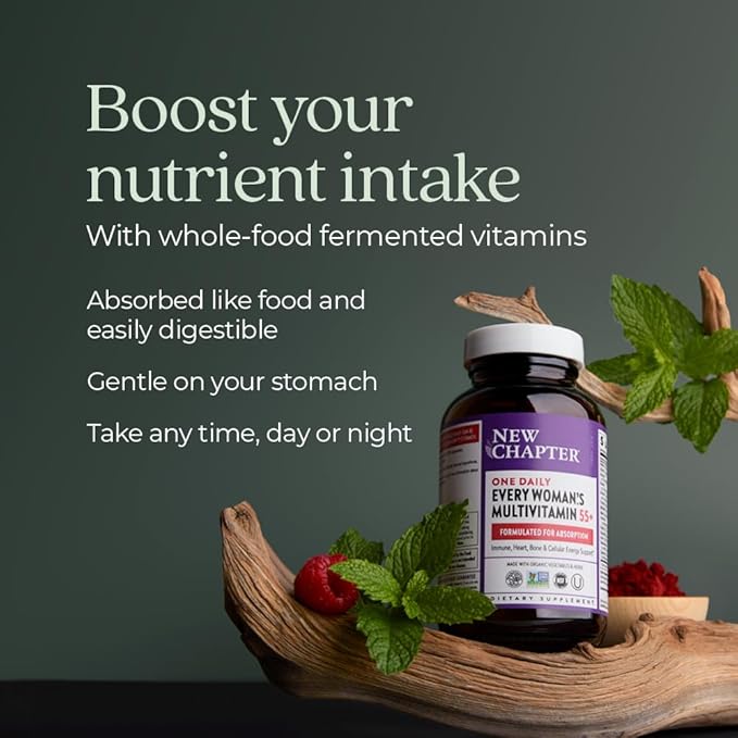 New Chapter Women’s Multivitamin 55+,Astaxanthin,B6,B12,D3,Vitamin C & Zinc,Immune,Heart,Cellular Energy,and Bone Support,Gentle on The Stomach,Daily,Non-GMO,Gluten-Free,96 Tablets,(Pack of 2)