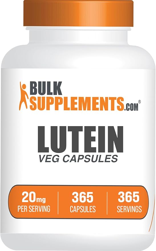 BulkSupplements.com Lutein Capsules - Eye Vitamins, Antioxidant Source - Gluten Free, 1 Capsule per Serving, 20mg Serving, 365 Count (Pack of 1)