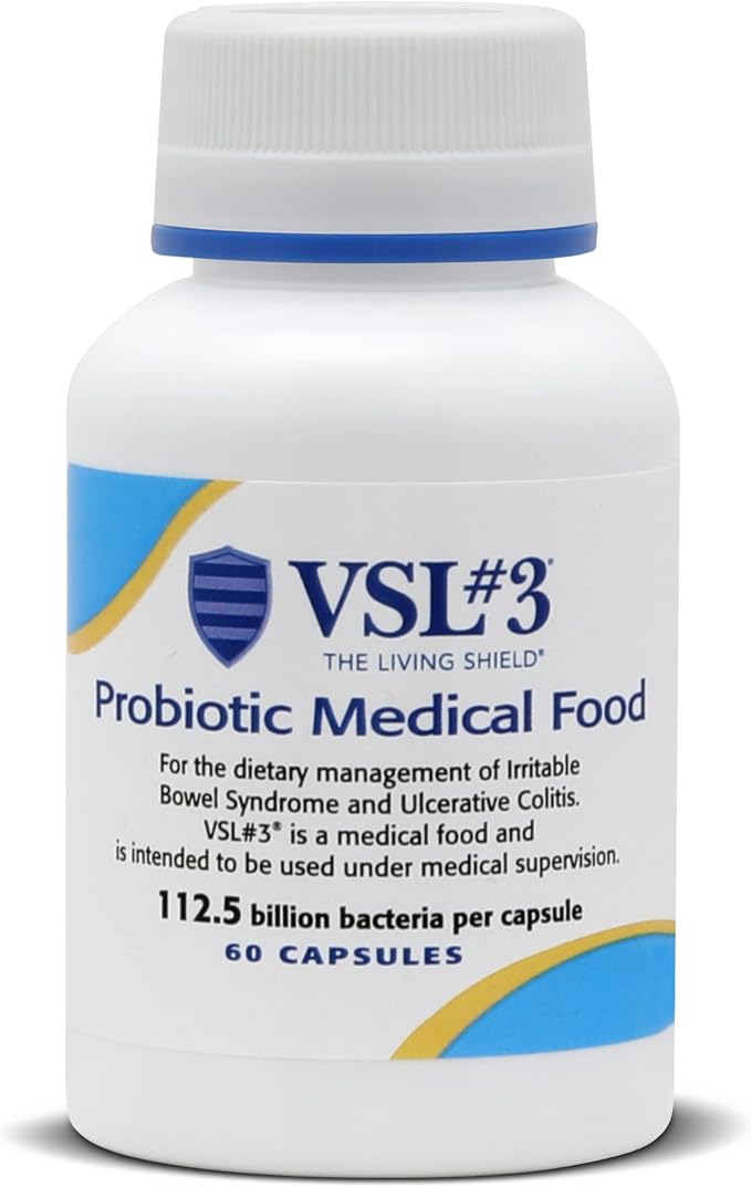 VSL#3® Probiotics for Digestive Health, IBS & UC Symptoms - 112.5B CFUs, High-Potency, Multi-Strain, Live, Refrigerated Probiotic, Medical Food for Gut Health Support in Men & Women, 180 Capsules