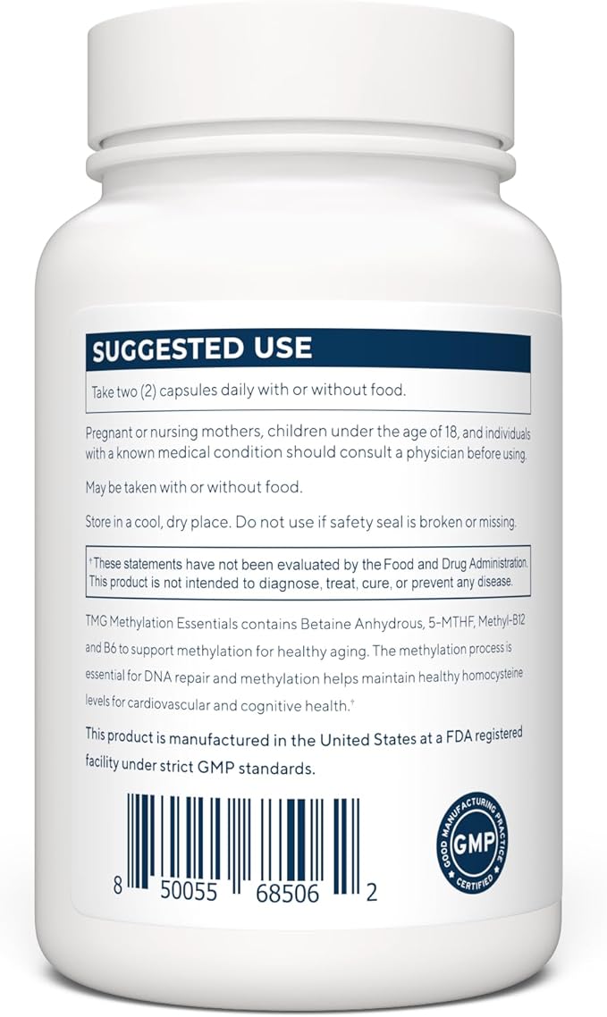 Renue By Science TMG | High Strength TMG Supplements | 120 Trimethylglycine Capsules - 900mg TMG per Serving with Vitamin B12 Vitamin B6 Folate & Zinc | Made in the USA & Third-Party Tested