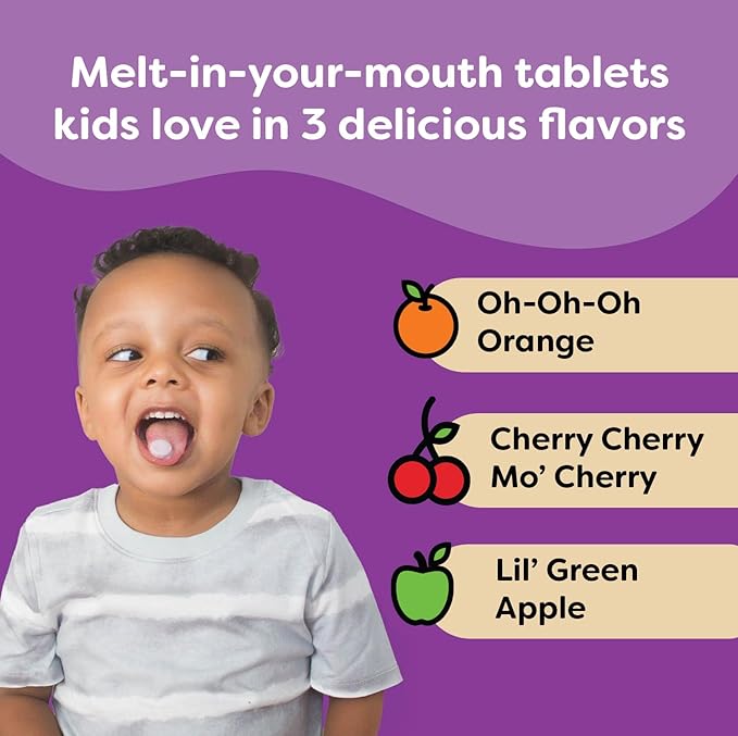 Renzo's Picky Eater Kids Multivitamin with Iron - Dissolvable Kids Vitamins with Iron, Zinc, Vitamin C, Vitamin D, E & K, Sugar-Free Melty Tabs, Orange Flavor, 60-Count (1-2 Month Supply)