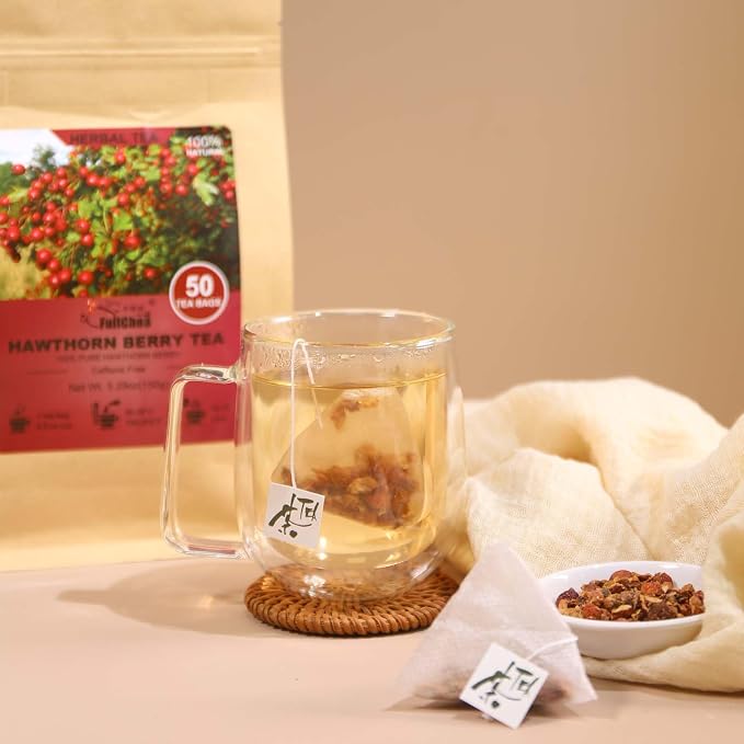 FullChea - Hawthorn Berry Tea Bags, 50 Count, Dried Hawthorn Berries | Pure hawthorn berry tea rich in natural antioxidants, Non-GMO caffeine-free, easy to brew hot daily