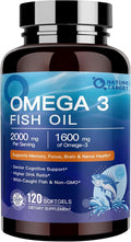 NATURE TARGET Omega 3 Fish Oil 1600mg, High-Purity Omega 3 EPA DHA with PS & CoQ10, Fish Oil Supplements for Heart Health, Brain Function & Memory, Advanced Absorption, Non-GMO, 120 Softgels