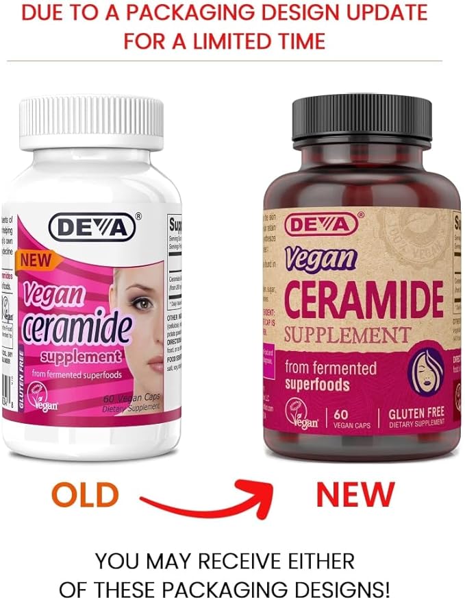 DEVA Vegan Vitamins Skin Restoring Ceramide Supplement Tablets, 60 Count, 1-Pack