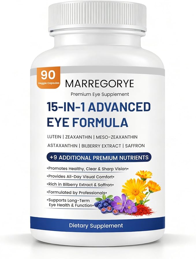 Neurobella Eye Care Formula, 15-in-1 Advanced Eye Care Formula, Eye Nutrition Support Capsules. Contains Lutein, zeaxanthin, Bilberry and Multiple Vitamins. Neurobella Eye Vitamins, 90 Capsules.
