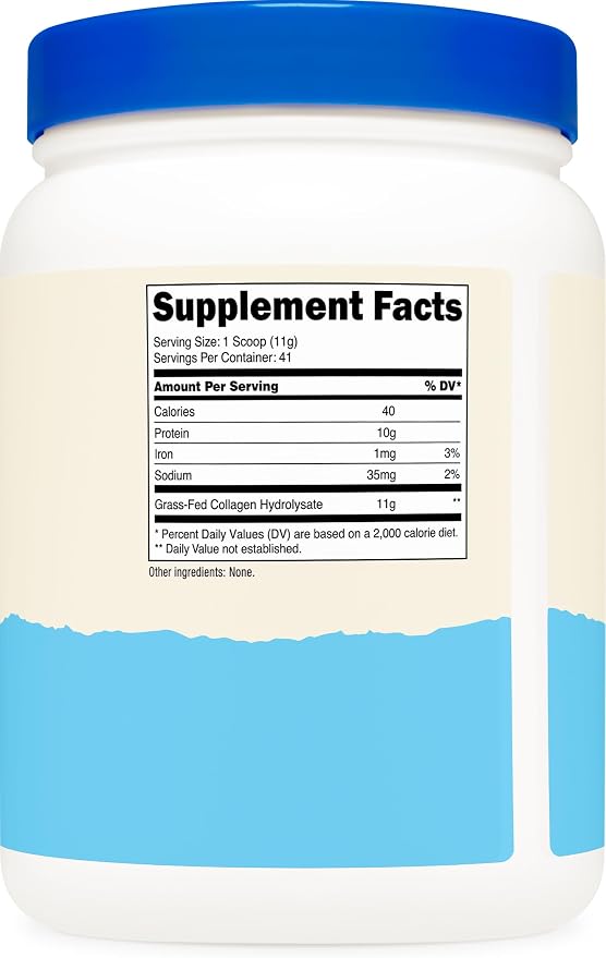 Nutricost Pure Collagen Hydrolysate (Bovine) Powder (2 Pack) - Grass Fed Bovine Collagen, 1LB Per Bottle