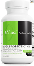 DAVINCI Labs Mega Probiotic ND - Non-Dairy Probiotic Supplement Supports Gut, Digestive & Brain Health* - Gut Health Support Supplement with Non-Dairy Complex* - 120 Vegetarian Caps