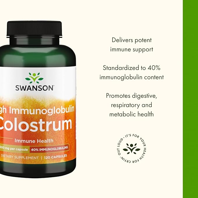 Swanson High Ig Colostrum 500 Milligrams 120 Capsules (2 Pack)
