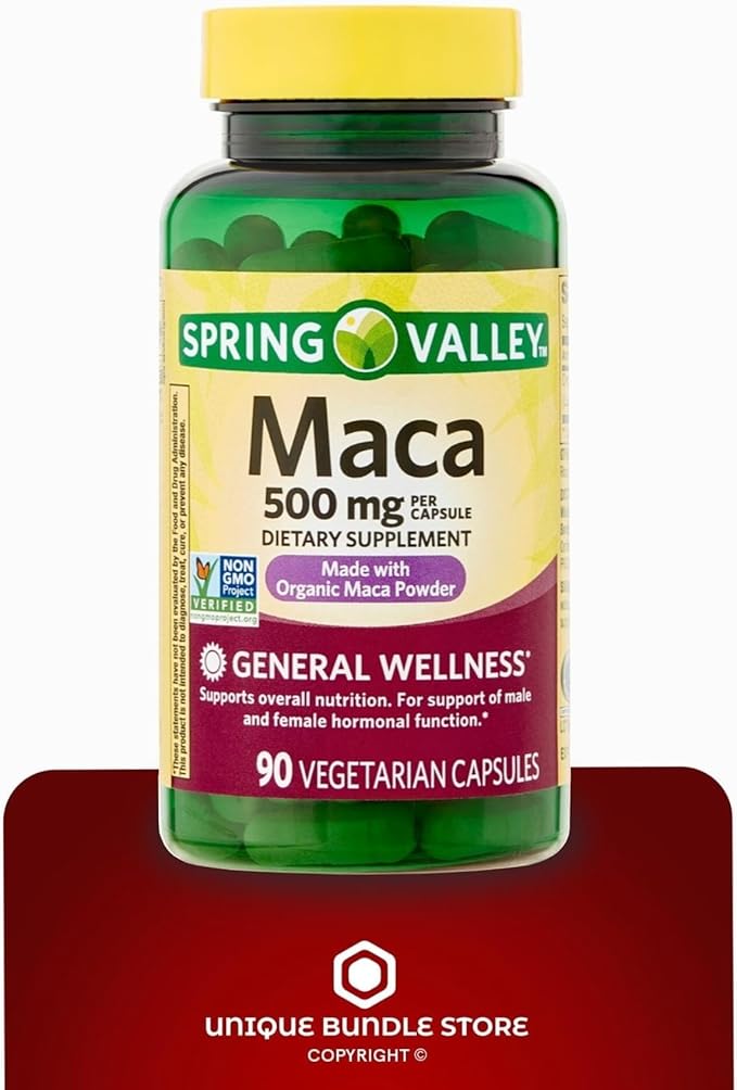 Unique Bundle Store Maca 500mg – 90 Vegetarian Capsules, Organic Maca Root Supplement, Dietary Supplement for General Wellness, Non-GMO, Gluten-Free, 500 mg Maca per Capsule (Pack of 2)