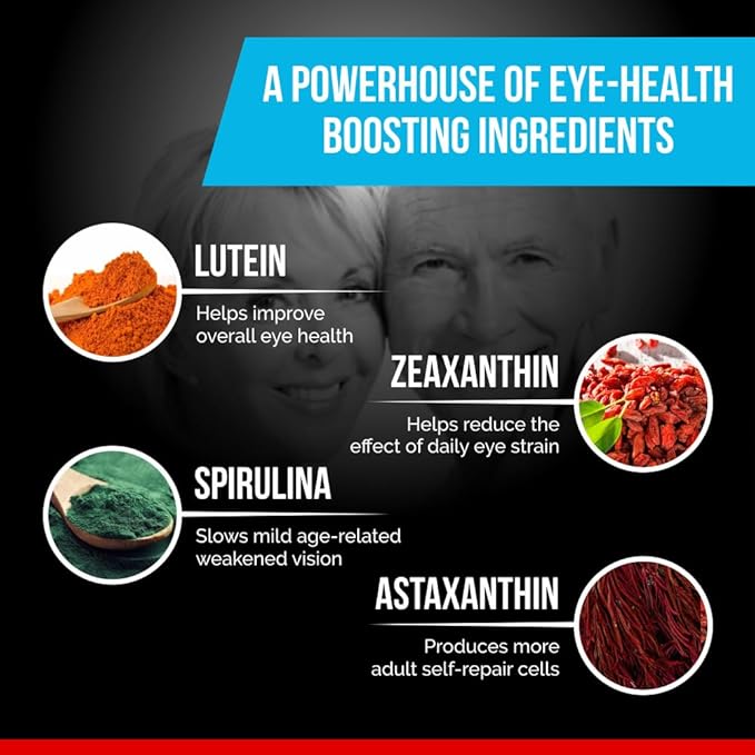 Vision Support Supplement - Eye Health Formula with L-Tartrate, Resveratrol, Blueberry Extract, Vitamins A, C, D & 11 Ingredients for Vision Support - 60 Capsules/Bottle - 6 Pack