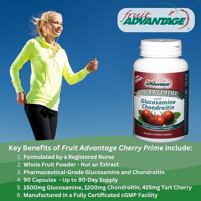 Cherry Prime Montmorency Tart Cherry with Glucosamine & Chondroitin - 90 Capsules (Case of 12)